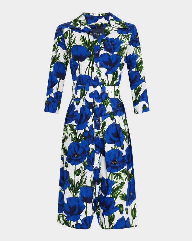 Audrey 1 Pleated Floral-Print Midi Shirtdress